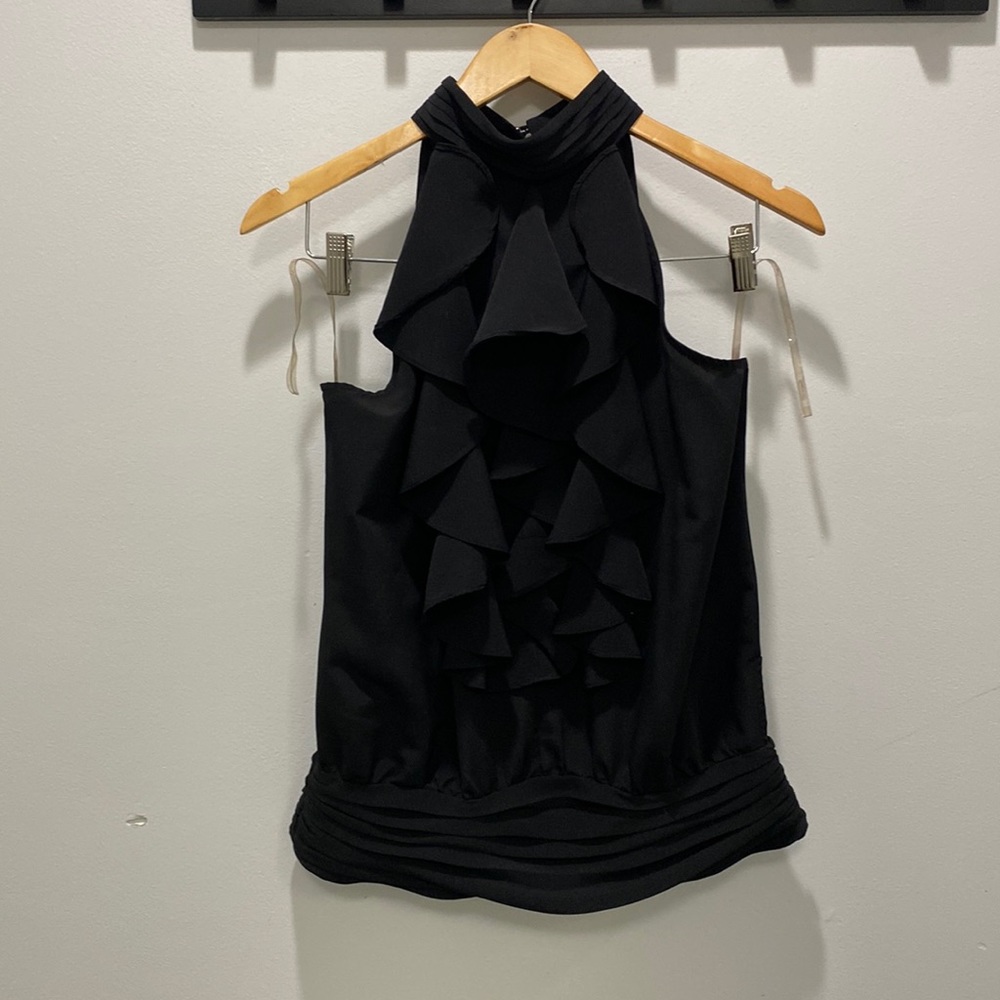 Ruffle detail black sleeveless top by Twenty One size medium